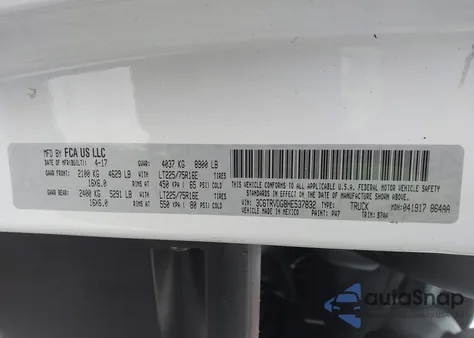 2017 Ram Promaster 2500 z USA, uszkodzony, nr VIN 3C6TRVDG8HE537832